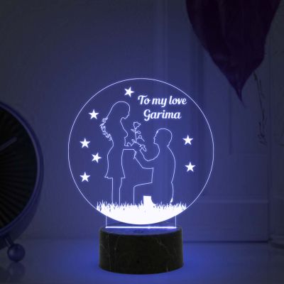 Customized Name Lamp for Couple with Automatic Color Changing Light Gift for Anniversary Birthday Valentine Day Acrylic Desk Table lamp Wooden Base